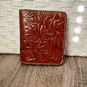 Patricia Nash ~ FLORAL TOOLED Italian Leather Wallet Brown